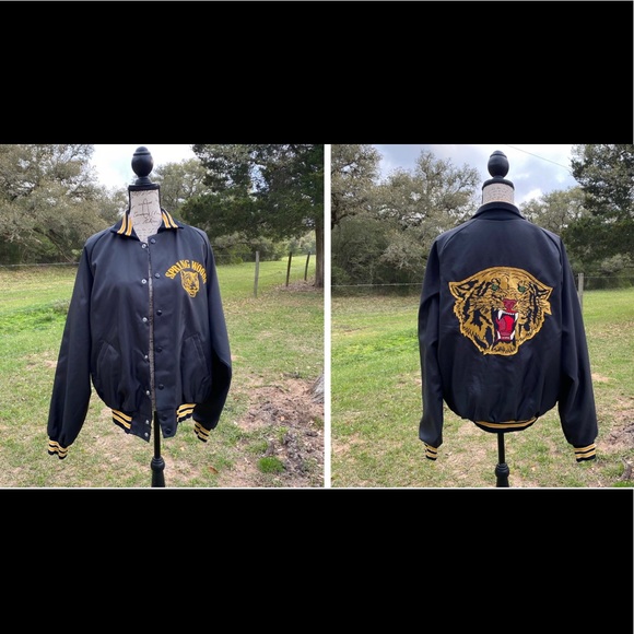 VTG Spring Woods School Bomber Jacket w/tiger Patch. UNISEX - Picture 4 of 7